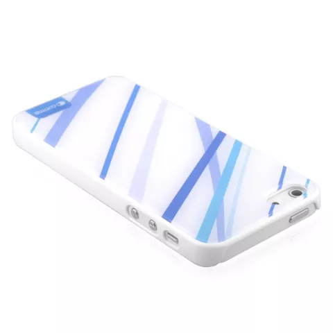 Blauw wit Comma hoesje iPhone 5/5s en SE 2016 hardcase met blauwe lijnen