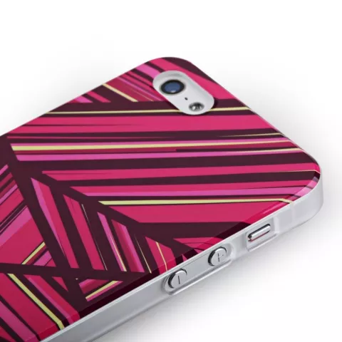 GGMM IML Series geschikt voor iPhone 5 5s SE 2016 hoesje - Roze hardcase lijnen