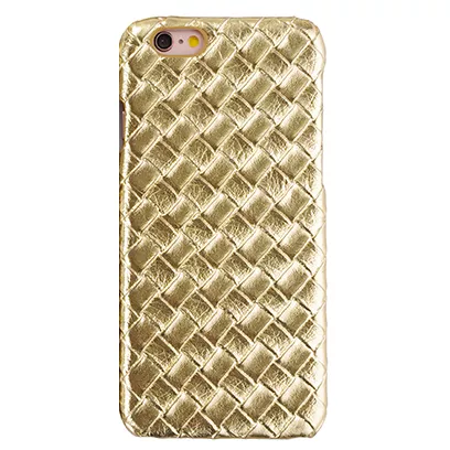 Luxe gouden hardcase iPhone 6 6s geweven 3D structuur Stevige cover