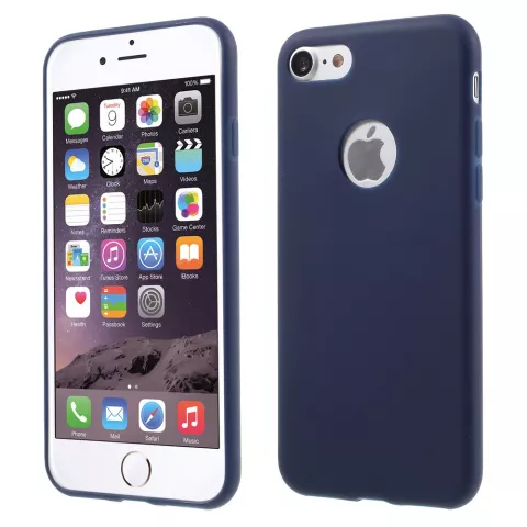 Effen blauw gekleurde silicone hoesje iPhone 7 8 Blauwe cover Blue case