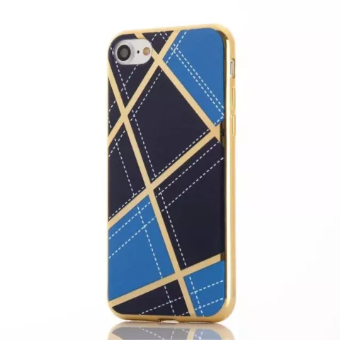 Chique silicone case iPhone 7 8 SE 2020 SE 2022 Gouden design lijnen Blauw