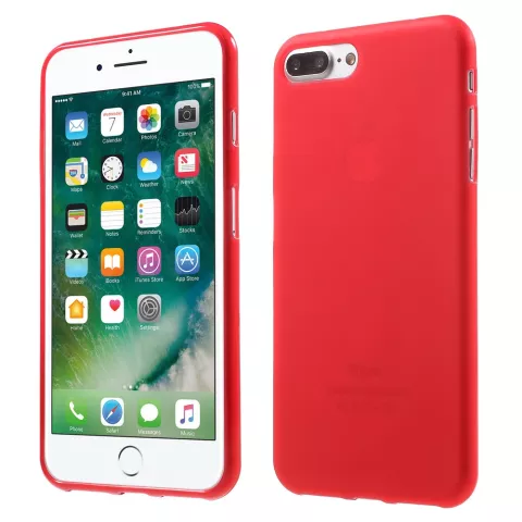 Rood silicone hoesje iPhone 7 Plus 8 Plus Rode cover effen Red case