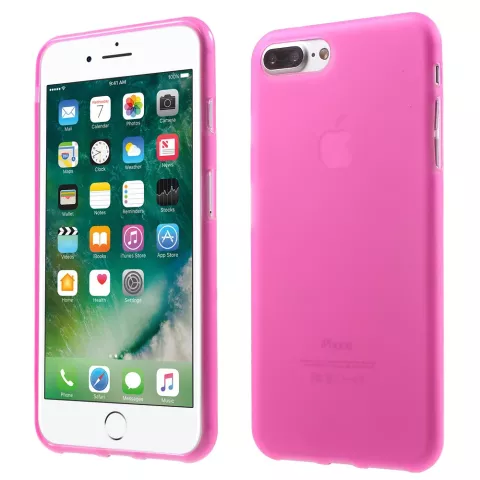 Effen roze hoesje iPhone 7 Plus 8 Plus Pink cover Silicone case