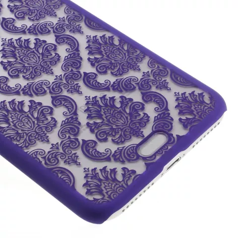 Paarse hardcase henna patroon iPhone 7 Plus 8 Plus transparant hoesje