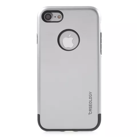 Caseology zilveren hoesje iPhone 7 8 Silver TPU silicone case Zwarte cover