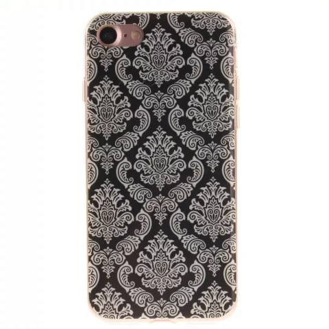 Zwart henna hoesje Damask Flower iPhone 7 8 SE 2020 SE 2022 Silicone TPU case wit