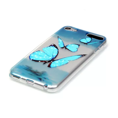 Doorzichtig beschermhoesje iPod Touch 5 6 7 Blauwe vlinders TPU case