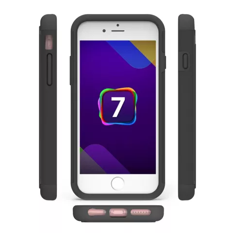 Stevig zwart hardcase siliconen nopjes hoesje iPhone 7 8 zwarte cover nopjes