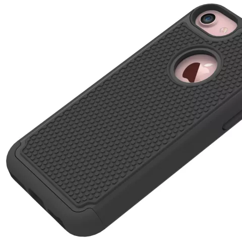 Stevig zwart hardcase siliconen nopjes hoesje iPhone 7 8 zwarte cover nopjes