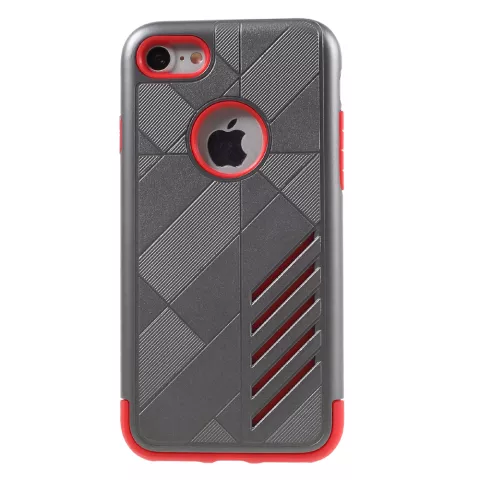 Rood grijs metallic hardcase TPU hoesje iPhone 7 8 rode zilver case