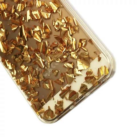 Doorzichtig TPU hoesje met bladgoud iPhone 5 5s en iPhone SE 2016 Golden case
