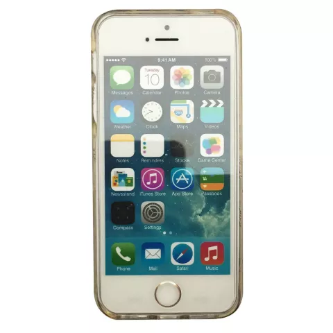 Doorzichtig TPU hoesje met bladgoud iPhone 5 5s en iPhone SE 2016 Golden case