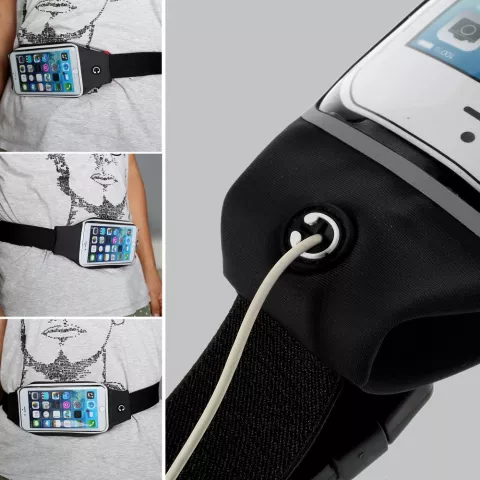 Running Belt Heupband voor Telefoon / Mobiel / iPhone Sport Hardloopband Heuptas  - Verstelbaar - Zwart