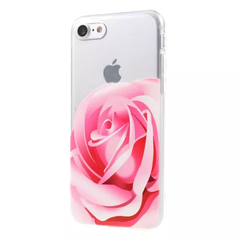 Roze roos TPU hoesje iPhone 7 8 SE 2020 SE 2022 doorzichtige case Bloem cover