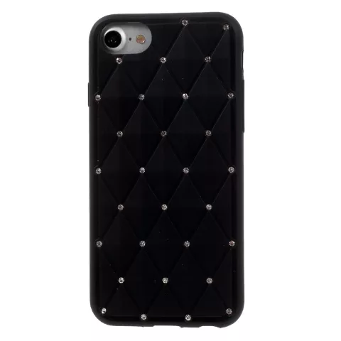 Zwart silicone hoesje met diamanten iPhone 7 8 SE 2020 SE 2022 Glimmende steentjes