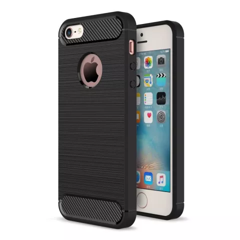 Zwart carbon TPU hoesje iPhone 5 5s SE 2016 Armor