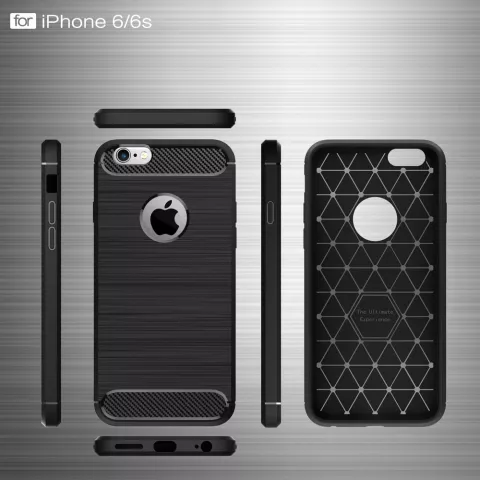 Carbon Armor beschermhoes hoesje iPhone 6 6s TPU - Zwart