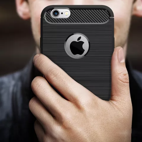 Carbon Armor beschermhoes hoesje iPhone 6 6s TPU - Zwart