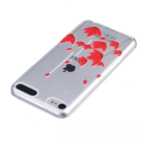 Rode bloemen hoesje TPU doorzichtig cover iPod Touch 5 6 7