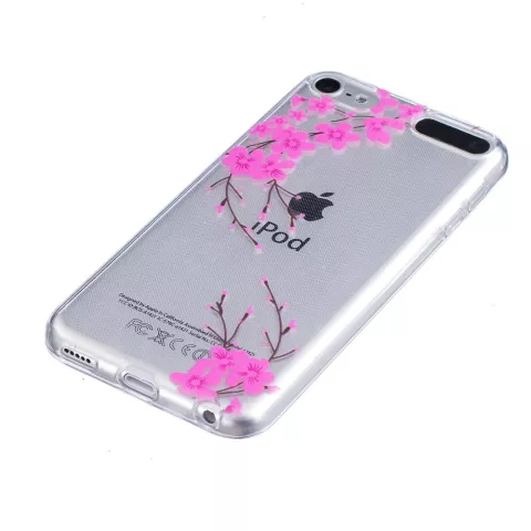 Roze bloemen TPU case iPod Touch 5 6 7 doorzichtig hoesje