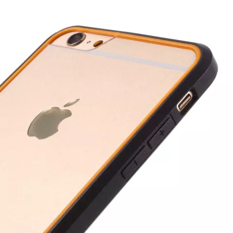 Hybrid Shockproof hoesje iPhone 6 6s Zwart Oranje Doorzichtig