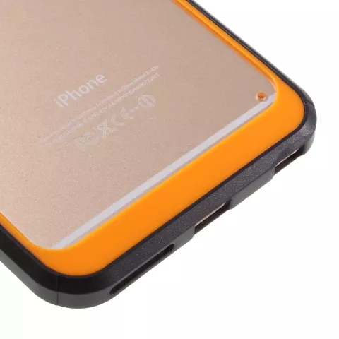 Hybrid Shockproof hoesje iPhone 6 6s Zwart Oranje Doorzichtig