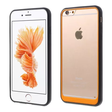 Hybrid Shockproof hoesje iPhone 6 6s Zwart Oranje Doorzichtig