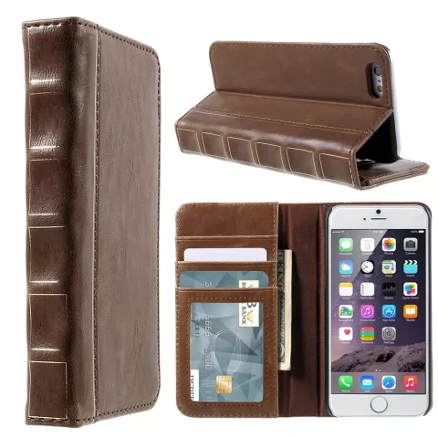 Lederen boek Bookcase hoesje Boek iPhone 6 Plus 6s Plus bruin kunstleer