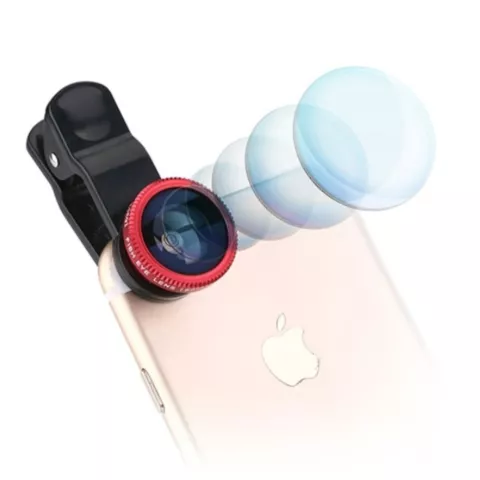 Universele 3in1 Groothoek Fisheye Macro Lens - met Telefoon Smartphone Clip