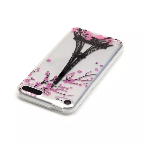 Parijs roze bloesem doorzichtig iPod Touch 5 6 7 TPU hoesje silicone