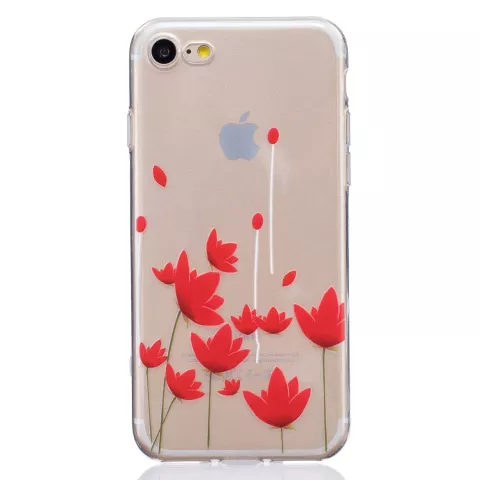 TPU hoesje iPhone 7 8 SE 2020 SE 2022 opdruk klaproos case rode bloemen