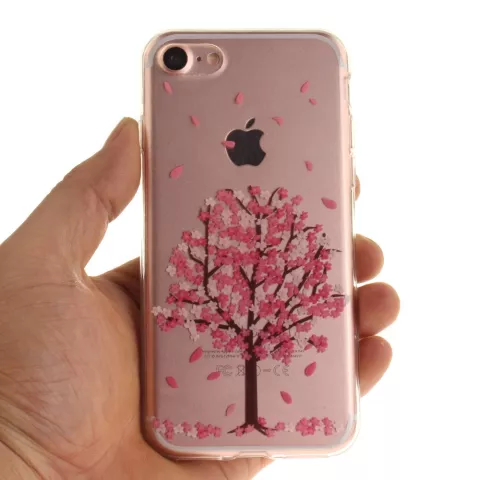 Doorzichtige roze bloesem boom iPhone 7 8 SE 2020 SE 2022 TPU hoesje case