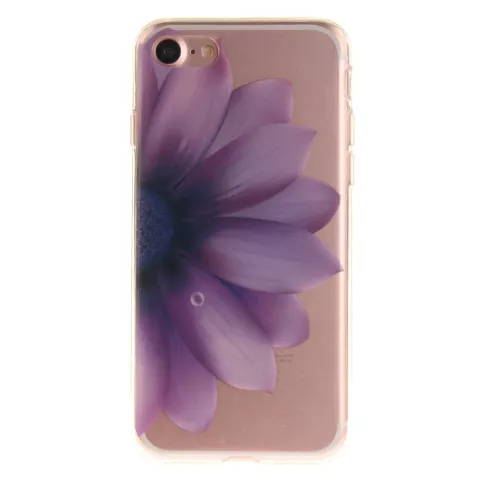 Doorzichtige iPhone 7 8 SE 2020 SE 2022 TPU hoesje case met paarse bloem