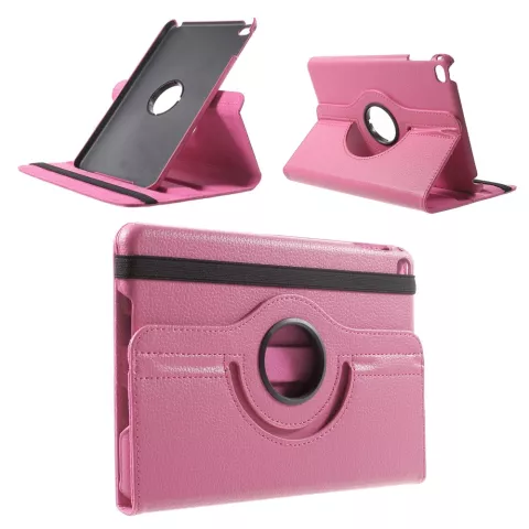 Roze lederen iPad mini 4 &amp; iPad mini 5 (2019) draaibare case hoes cover