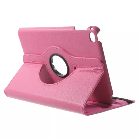Roze lederen iPad mini 4 &amp; iPad mini 5 (2019) draaibare case hoes cover