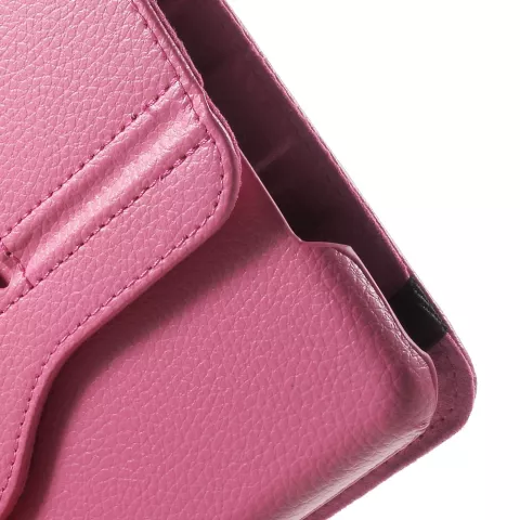 Roze lederen iPad mini 4 &amp; iPad mini 5 (2019) draaibare case hoes cover