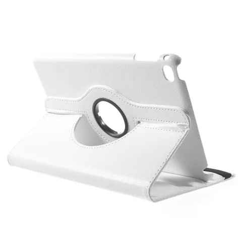 Witte lederen iPad mini 4 &amp; iPad mini 5 (2019) draaibare case hoes