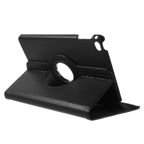 Zwarte lederen iPad mini 4 &amp; iPad mini 5 (2019) draaibare case hoes