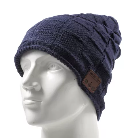 Bluetooth muziekmuts knitted blauw music hat