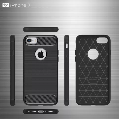 Zwart Carbon Armor iPhone 7 8 TPU hoesje