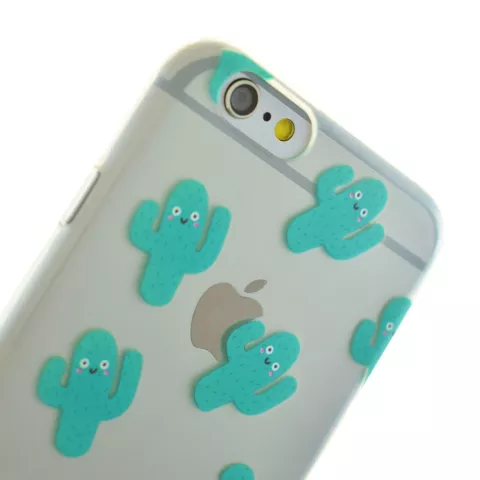 Blije cactus doorzichtig TPU hoes iPhone 6 6s cover