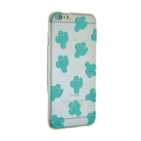 Blije cactus doorzichtig TPU hoes iPhone 6 6s cover