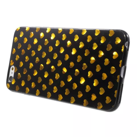 Zwart gouden hartjes hoes geschikt voor iPhone 6 6s cover