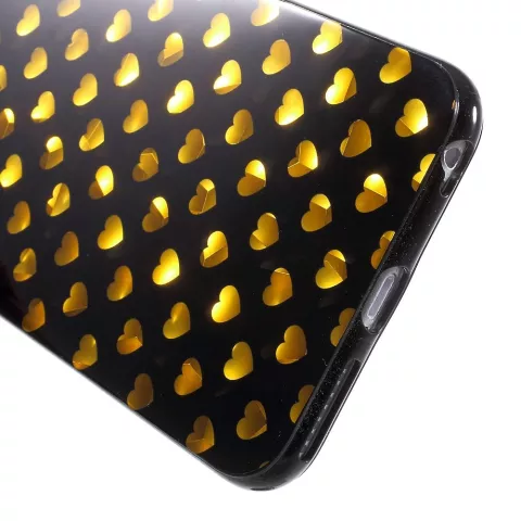Zwart gouden hartjes hoes geschikt voor iPhone 6 6s cover
