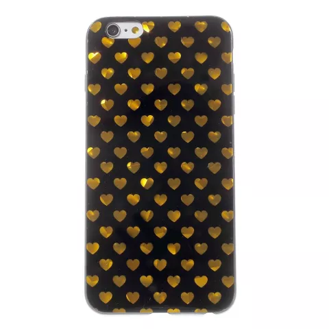 Zwart gouden hartjes hoes geschikt voor iPhone 6 6s cover