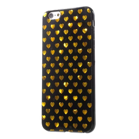 Zwart gouden hartjes hoes geschikt voor iPhone 6 6s cover