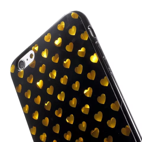 Zwart gouden hartjes hoes iPhone 6 6s cover