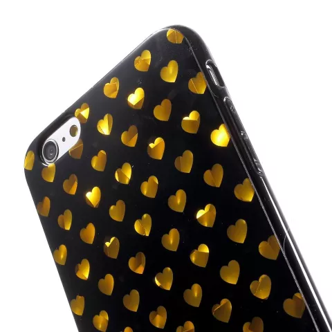 Zwart gouden hartjes hoes geschikt voor iPhone 6 6s cover
