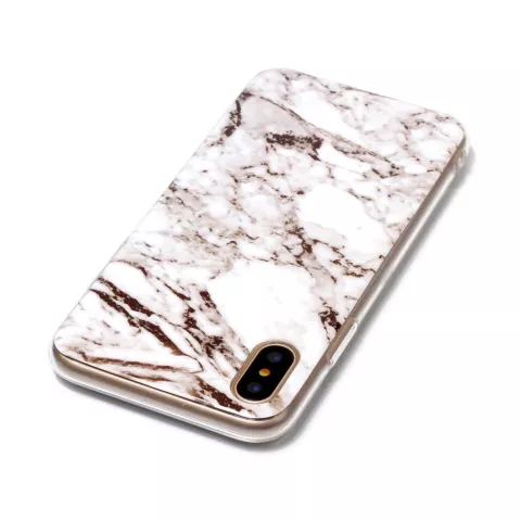 Marmeren TPU hoesje iPhone X XS Witte marble case cover