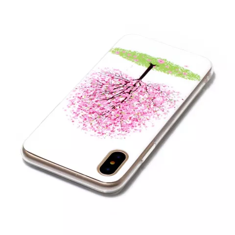 Roze bloemenboom iPhone X XS hoesje bloesem TPU case